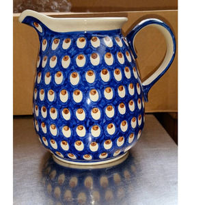 Heise Pottery Peacock Ceramic Pitcher 8" Made in Germany